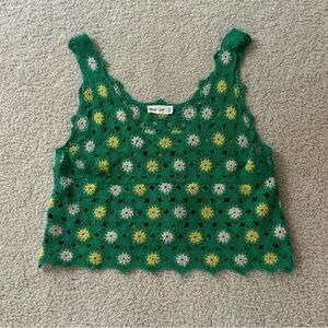 boutique cropped green floral top